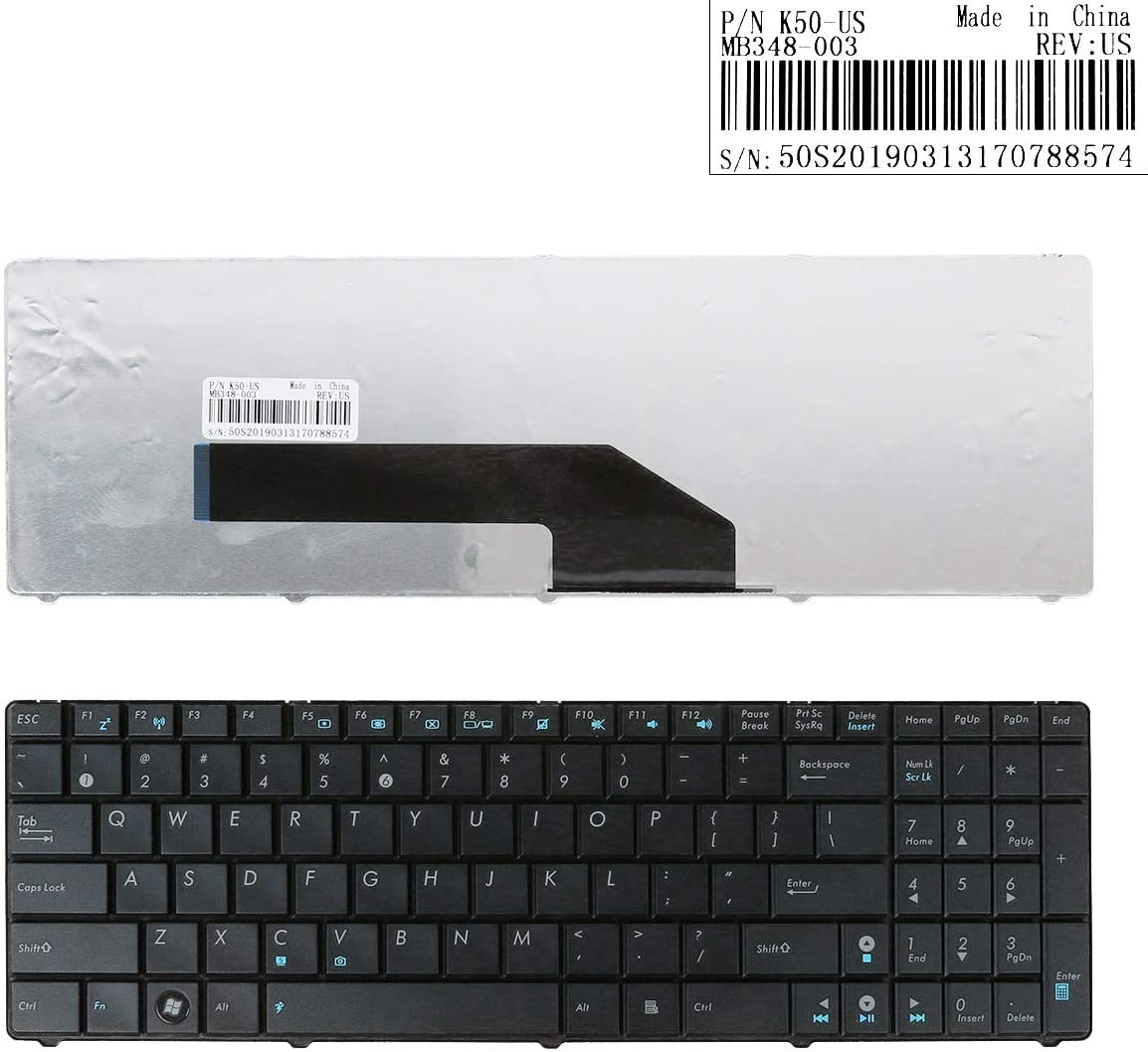 WISTAR Laptop Keyboard Compatible for ASUS K50 X5DI K50AB K70 X5IC X5DC X66IC K50IN K70IN K50IE K50E K51 K60 K50X K50A K50AB K50IJ K50ID K50IN K61 K71 K3333333X66IC US Layout Black Color